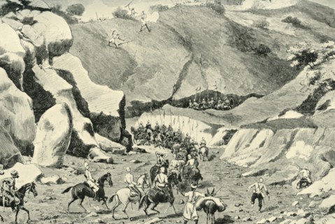 General Roberts...Attacked by ghilzais in the Shutargardan Pass, September 27, 1879', (1901).