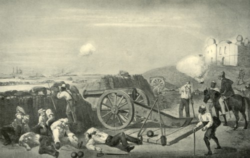 A Heavy Day in the Batteries Before Delhi', 1857, (1901).