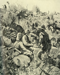 Lord Roberts and Staff at Lunch on the Veldt', (1901).