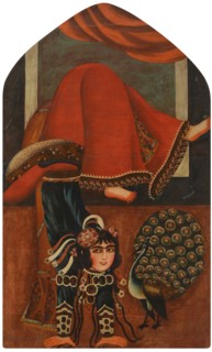 Acrobat and a peacock, ca 1825.