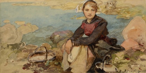 On the shore, c. 1900.