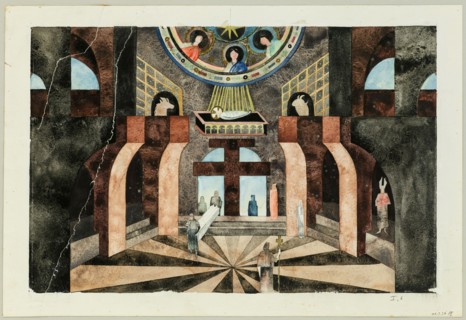 Stage design for the Tragedy Die Nibelungen by Friedrich Hebbel, ca 1934.