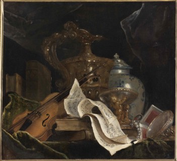 Still life with musical instrument, 1695-1700.
