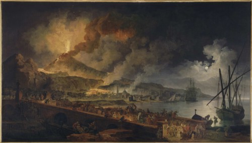 The eruption of Vesuvius seen from Portici , ca 1767.