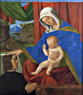 Virgin and child with a Donor, Late 15th cen..