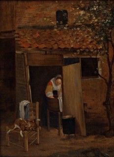 Girl washing clothes.