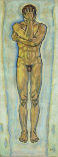 Male nude (yellow and blue), c. 1913.