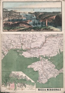 Map of southern Russia with view of Sevastopol Bay and its fortifications, 1853.