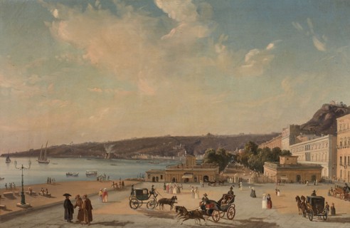 View of the gardens of Villa Reale, Naples.