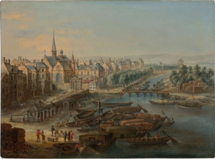 View of the Arsenal, the port Saint Paul and the quai des Célestins in Paris, 1730s.