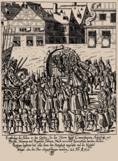 The Fettmilch Rising. Reintroduction of the Jews in Frankfurt on February 28, 1616, c. 1616-1617.
