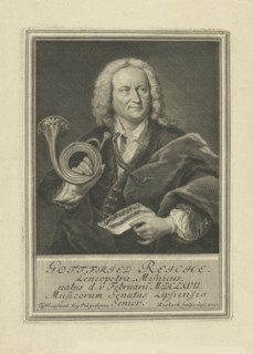 Portrait of the trumpet player and composer Gottfried Reiche (1667-1734) , 1727.