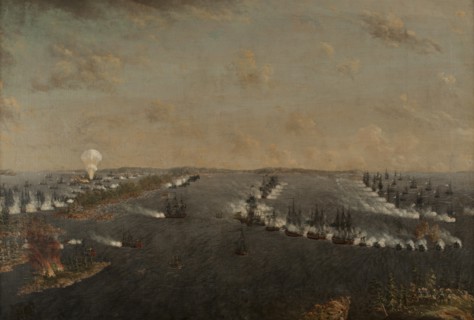 First Russo-Swedish Battle of Rochensalm on August 24, 1789, c. 1790.