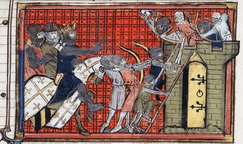 The capture of a town by Godfrey of Bouillon.