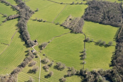 Medieval ridge and furrow earthworks near Sezincote, Gloucestershire, 2018