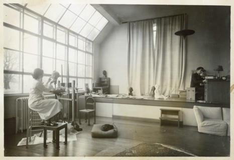 Russian sculptor Dora Gordine at work, Kingston Upon Thames, London, 1938-1939