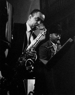 Paul Gonsalves and Lawrence Brown, rehearsal for a Sacred Concert, Cambridge, 1967.