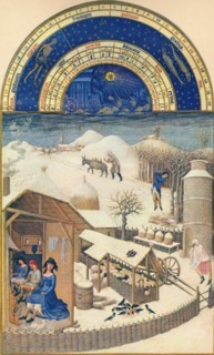 February - village under the snow, 15th century, (1939).
