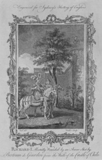 'Richard I mortally wounded by an Arrow shot by Bertram de Gourdon from the Walls of the Castle of C Creator: William Walker.