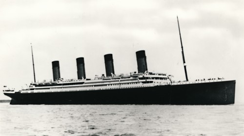The RMS 'Titanic' leaving Southampton, 10 April 1912.