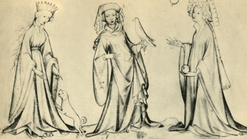 Three young women, c1400, (1943).