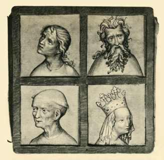 Sketches of heads, early 15th century, (1943).
