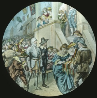Christian and Faithful pass through Vanity Fair', c1910.