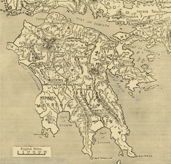 Map of the Peloponnesus', 1890.