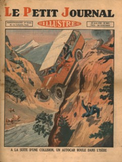 A vehicle falls into the River Isere after an accident,1930