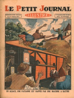 In Alsace, a peasant woman is caught in a threshing machine