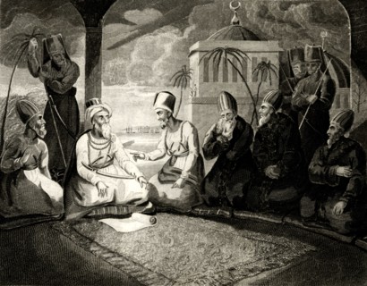 'The Dey of Algiers consulting his council on the arrival of the English Fleet',1816