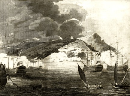 'Lord Exmouth's Fleet bombarding the City of Algiers',1816