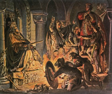 Otto III visits the tomb of Charlemagne, 1000 AD