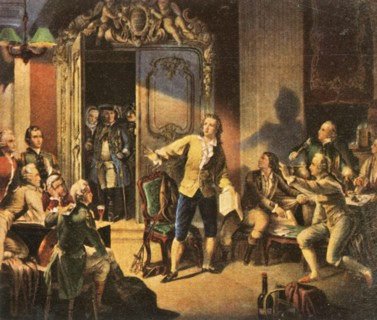 Schiller reads his first play, "Die Räuber" (The Robbers)