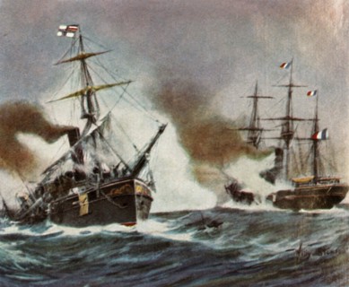 Battle between the "Meteor" and the "Bouvet" off Havana, 9 November 1870
