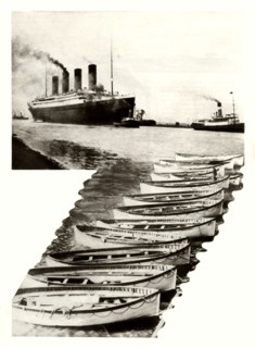 RMS 'Titanic' and lifeboats, 1912, (1935). Creator: Unknown.