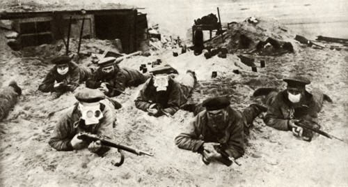 German naval troops wearing respirators, First World War
