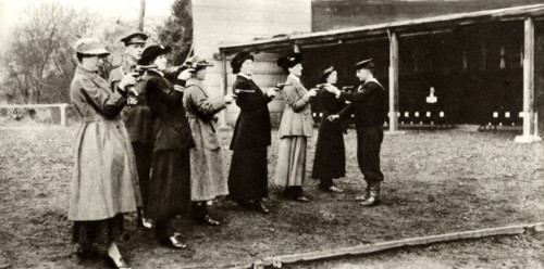 Members of the WRNS at revolver practice,1915