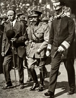 King George V attends a baseball match at Stamford Bridge, London