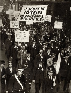 Civil servants protesting against salary cuts, London