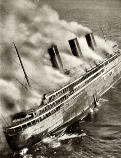 The SS 'L'Atlantique' on fire,1933