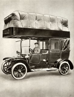 Taxi cab with gas-bag device on specially fitted roof, 1914-1918