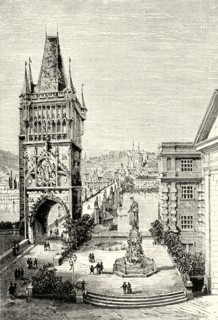 'View in Prague - The bridge Tower',1890