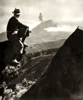 'The Rotorua district in the North Island of New Zealand - The climber is resting on a rocky promine Creator: Unknown,