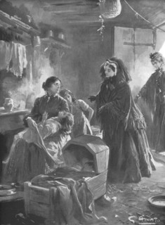 'Queen Victoria and the poor: Her Majesty visiting a cottage home', (1901).  Creator: Gennaro Amato.