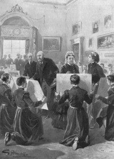 'Bluecoat Boys showing their drawings to Queen Victoria at Buckingham Palace, 1873', (1901). Creator: Unknown.