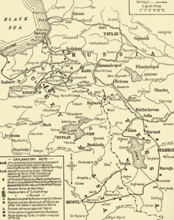 Map of the border between Russia and Turkey, First World War, (c1920). Creator: Unknown.