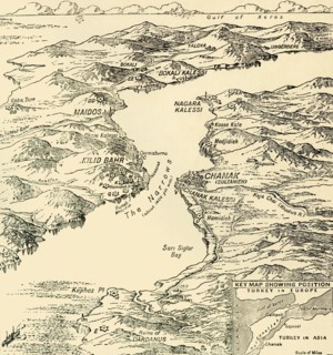 Map of the Dardanelles, First World War, 1915, (c1920). Creator: Unknown.