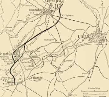 'The Battleground of Neuve Chapelle', First World War, 1915, (c1920). Creator: Unknown.