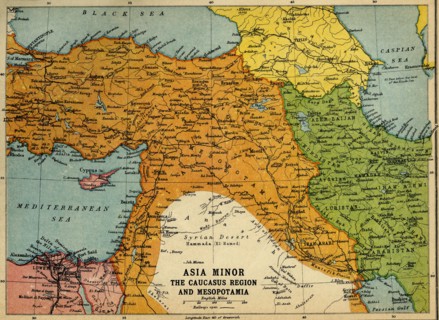 'Asia Minor, the Caucasus Region and Mesopotamia', First World War, c1915, (c1920).  Creator: John Bartholomew & Son.